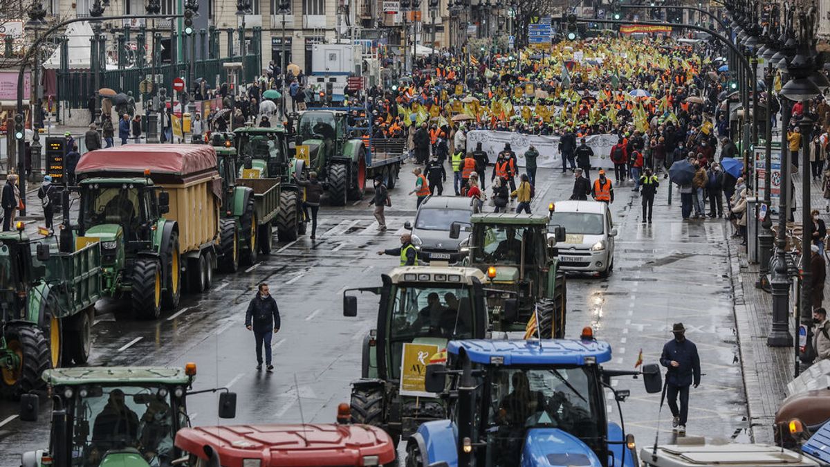 Tractorada de agricultores para pedir "socorro" por el futuro del campo en Valencia