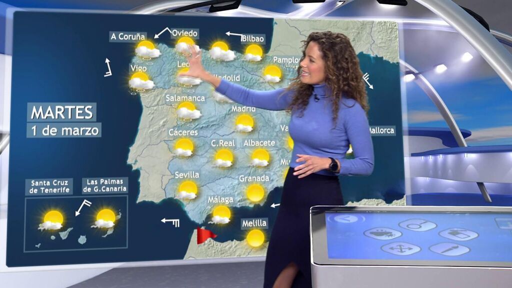 Un frente causará lluvias débiles el martes: el tiempo que hará en España el 1 de marzo