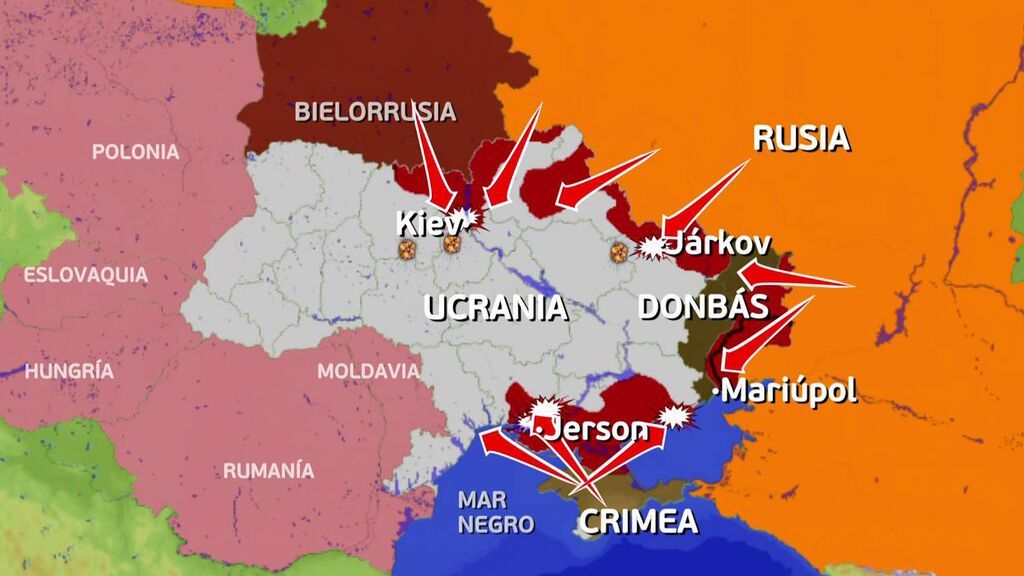Así avanza el ejército ruso por Ucrania: el mapa del terror en el sexto día de guerra