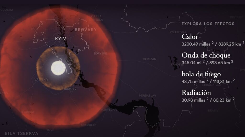 El alcance de una bomba zar en Kiev