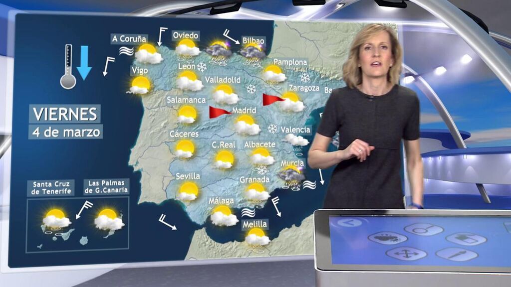 Lluvias fuertes en el Mediterráneo, y frío y nieve en el resto de España: el tiempo para el viernes