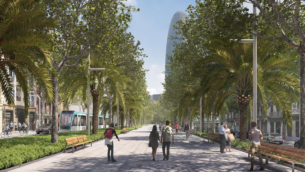 Primera fase de la unión del tranvía de Barcelona