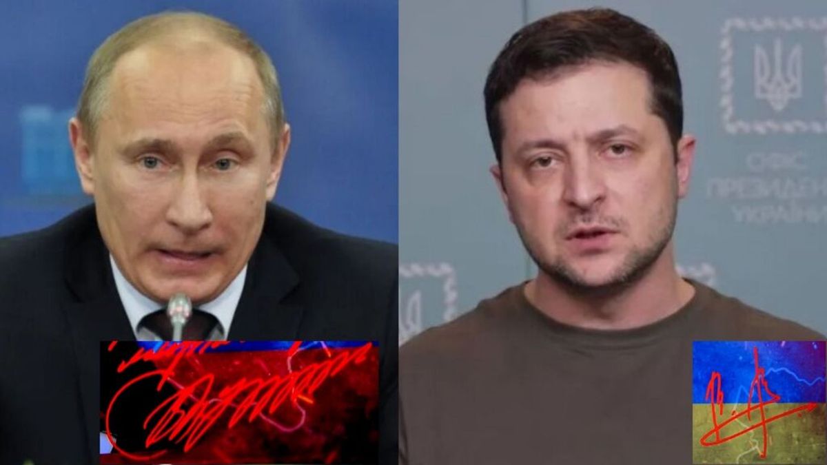 Las firmas de Vladimir Putin y Volodímir Zelenski Las firmas de Vladimir Putin y Volodímir Zelenski