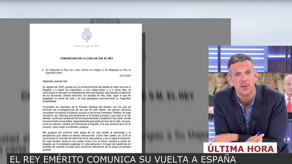 El rey emérito comunica su vuelta a España: "Me parece oportuno considerar mi regreso, aunque no de forma inmediata"