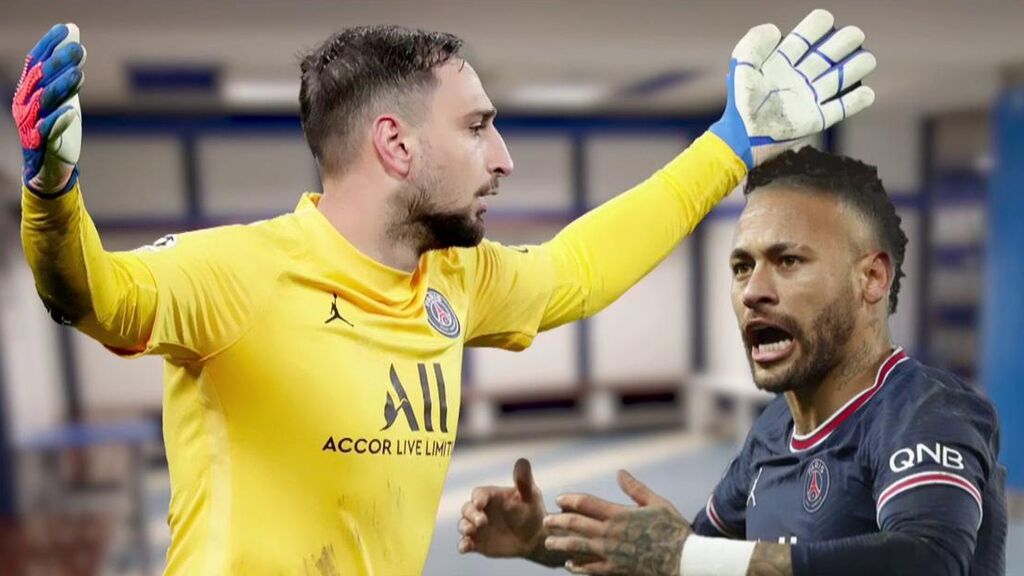 Neymar y Donnarumma, en el partido ante el Real Madrid en el Santiago Bernabéu.