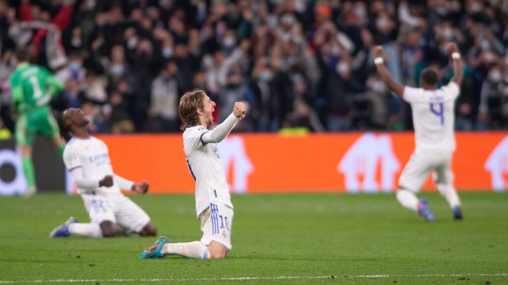 La celebración de Luka Modric a la clasificación del Real Madrid.