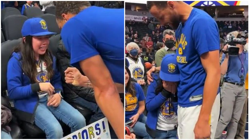 Así fue la sorpresa de Stephen Curry a una niña en el Warriors - Nuggets.