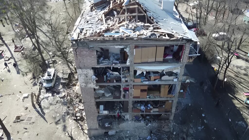 Imágenes de dron de kiev destruido