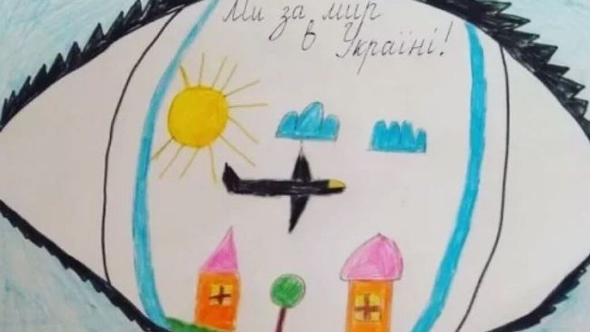 Los niños ucranianos pintan la guerra en un collage que se subastará para recaudar fondos Los niños ucranianos pintan la guerra en un collage que se subastará para recaudar fondos