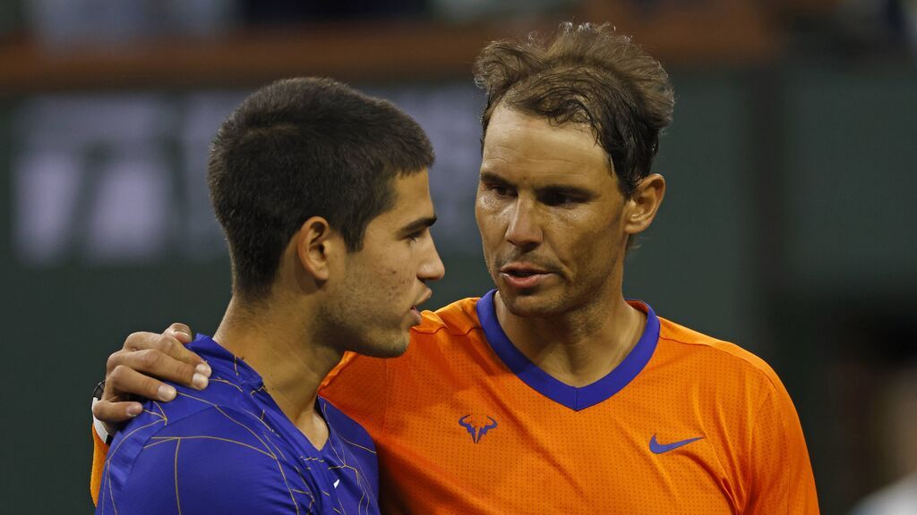 Carlos Alcaraz y Rafa Nadal en las semifinales de Indian Wells