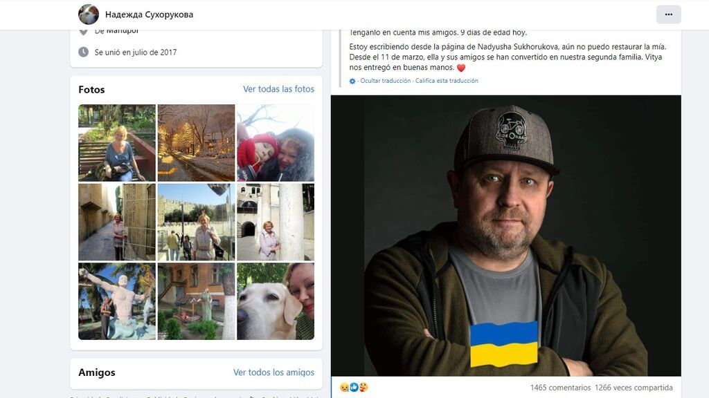 Mensaje de Natalia Dedova en el Facebook de Nadyusha Sukhorukova