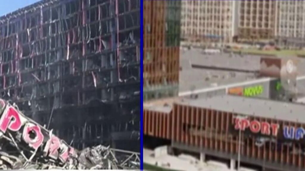 El antes y el después del centro comercial de Podilski tras la devastación de las bombas rusas