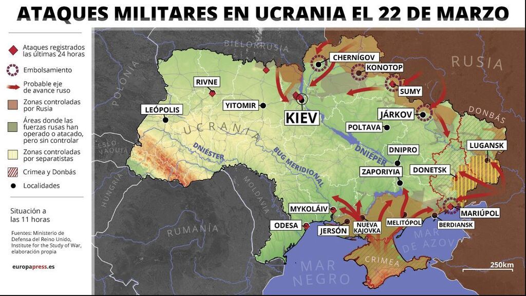 Mapa invasion de Ucrania 22 marzo Ok