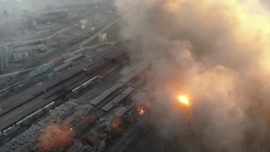 La destrucción del mayor complejo industrial de Mariúpol, a vista de dron