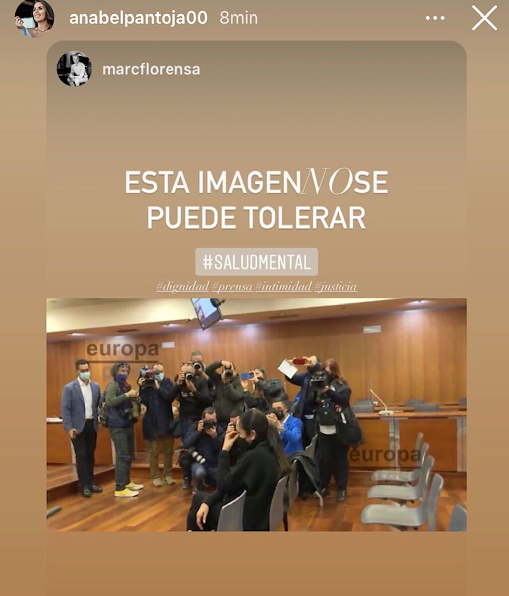 Captura de las stories de Anabel Pantoja: "No se puede tolerar"