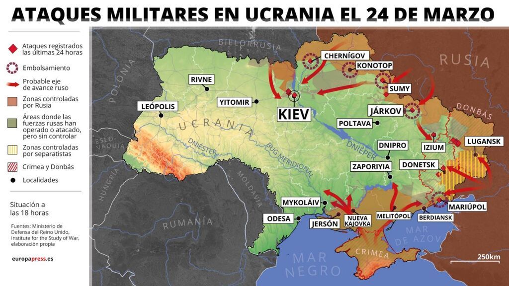 Ataques militares en Ucrania el 24 de marzo