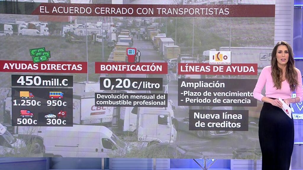 Las claves del acuerdo entre Gobierno y transportistas: ayudas de 1.000 millones y rebaja del precio del combustible