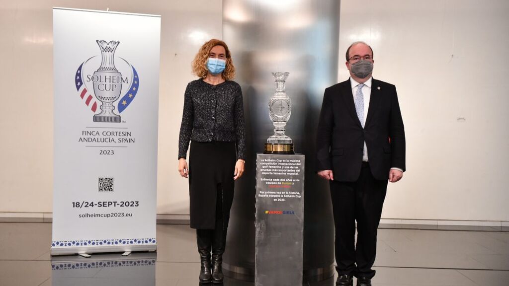 La Solheim Cup, recibida por Meritxell Batet y Miquel Iceta en el Congreso de los Diputados