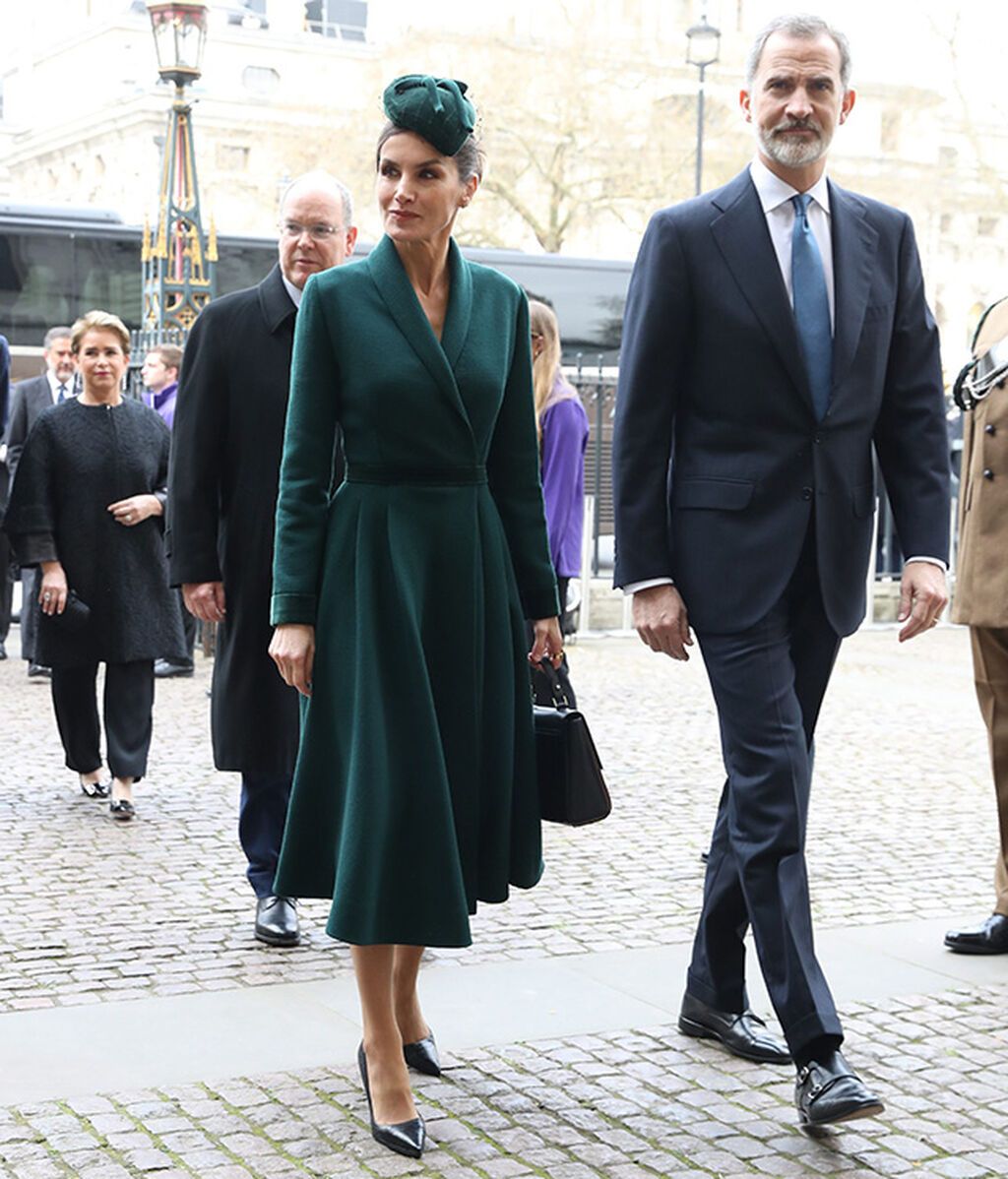 Letizia y Felipe a su llegada a la Abadía de Westminster