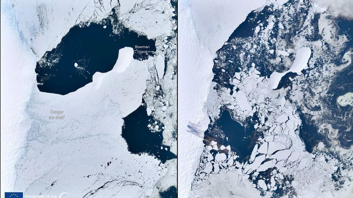 Una plataforma de hielo colapsa en la Antártida Oriental en solo dos semanas