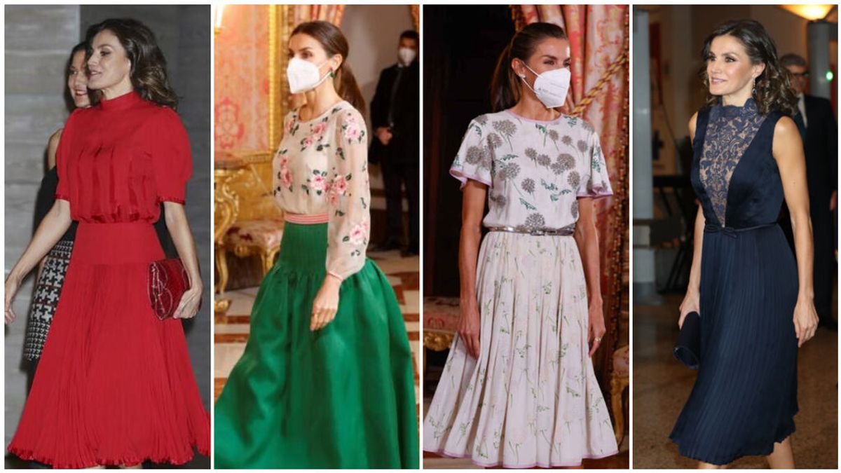 Las cinco veces en las que Letizia se ha vestido con alguna prenda de la reina Sofía: del icónico Valentino al 'tuneado' de pedrería de uno de los diseños.
