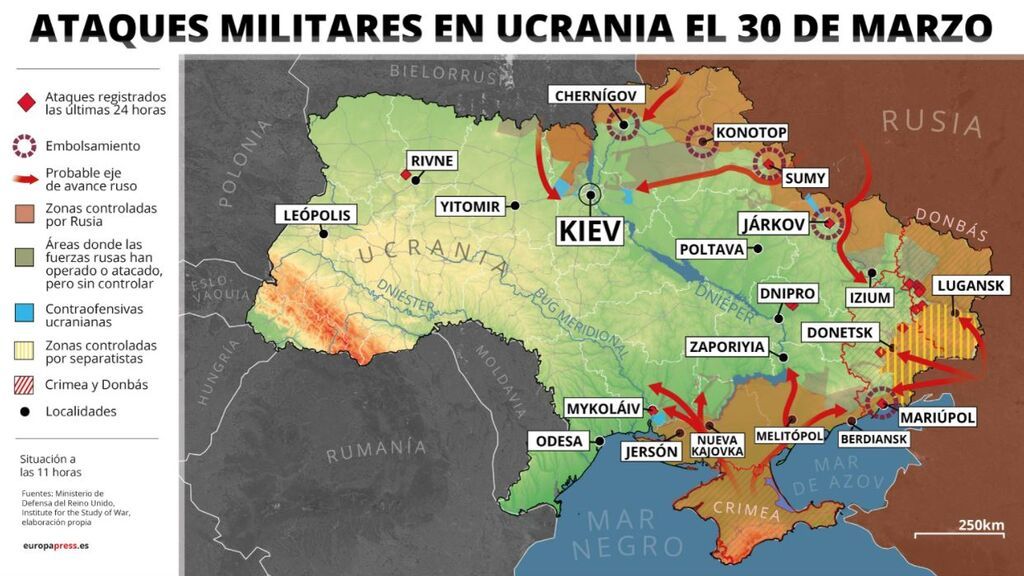 Ataques militares en Ucrania el 30 de marzo