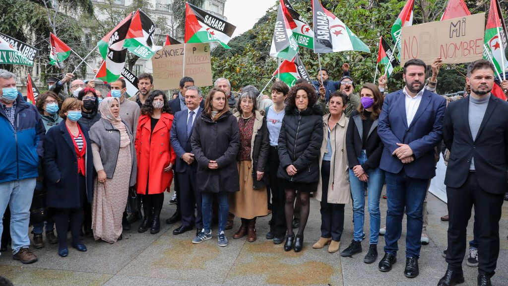 Podemos, ERC y Bildu participan en una concentración prosaharaui en el Congreso