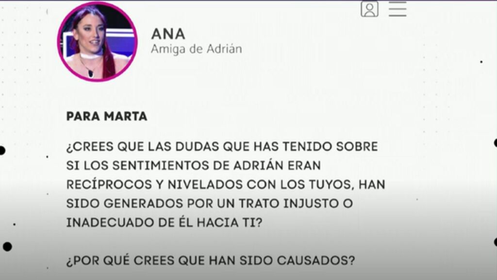 Pregunta de Ana, amiga de Adrián.