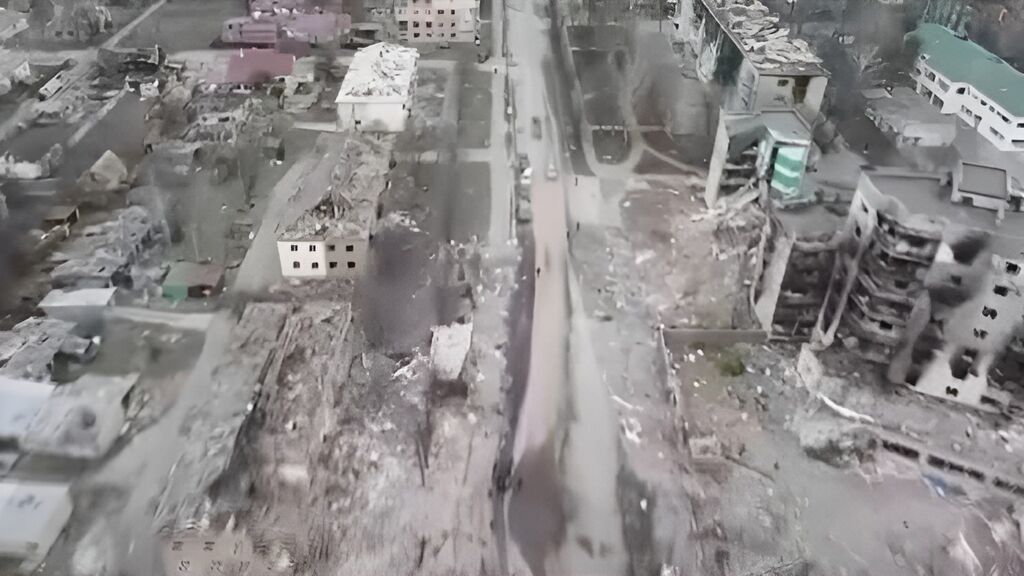 La destrucción de Borodyanka, a vista de dron