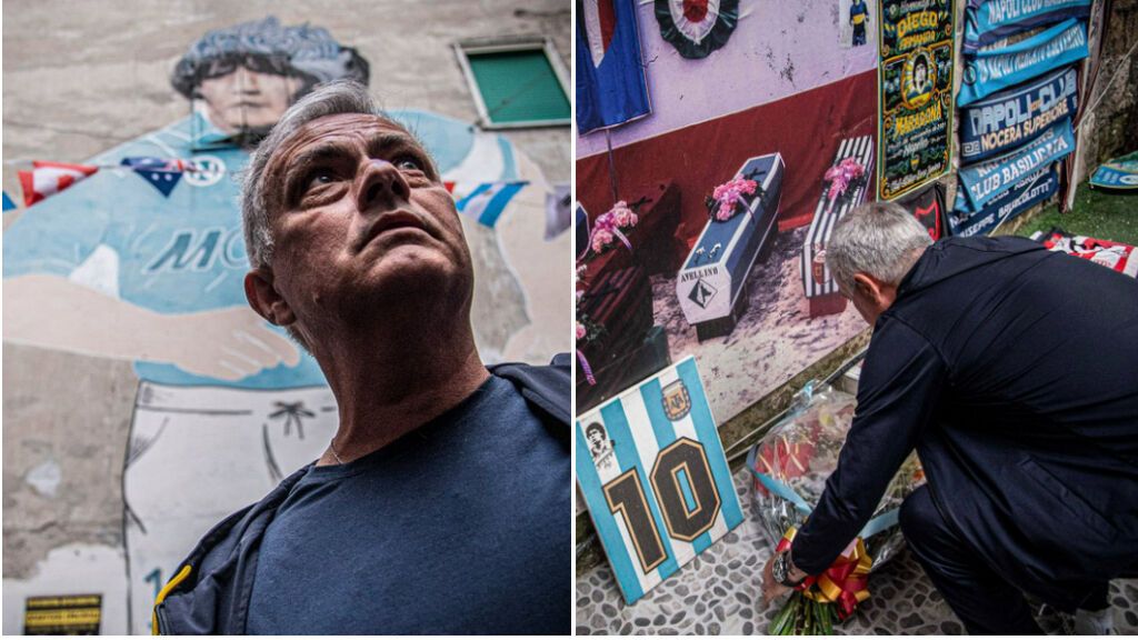 Mourinho se gana a la afición del Nápoles homenajeando a Maradona