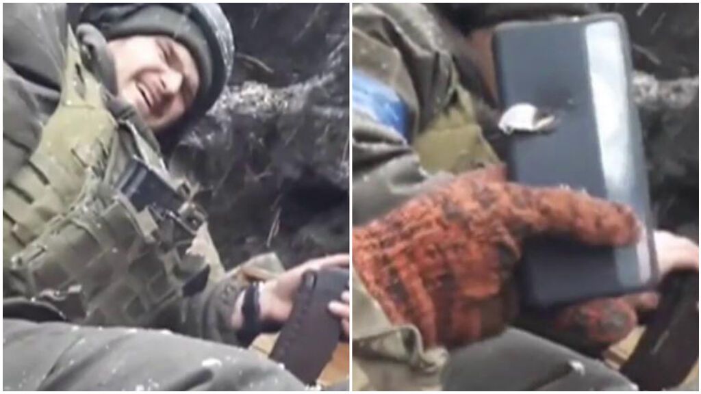 Un teléfono móvil evita que una bala impacte en el cuerpo de un soldado ucraniano