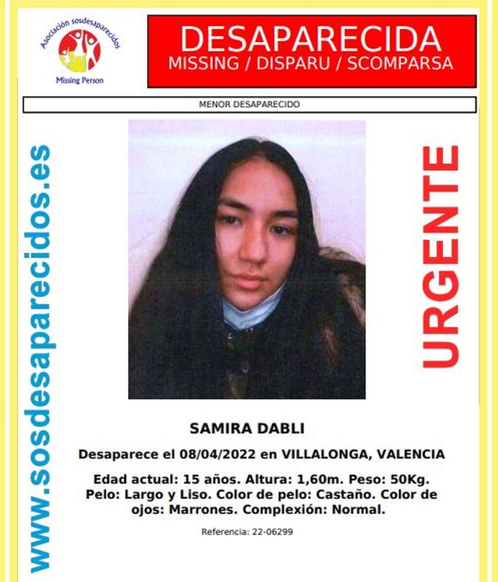 Samira Dabli, de 15 años, menor desaparecida en Villalonga