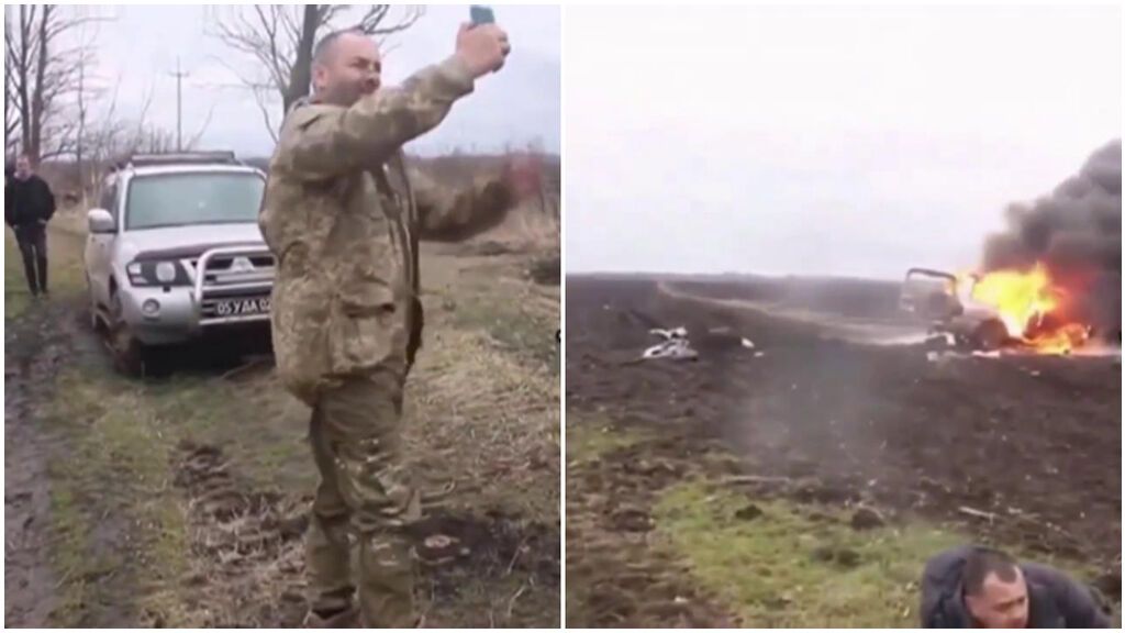 Un soldado ucraniano bromea con las minas de Rusia y poco después su coche estalla en el camino