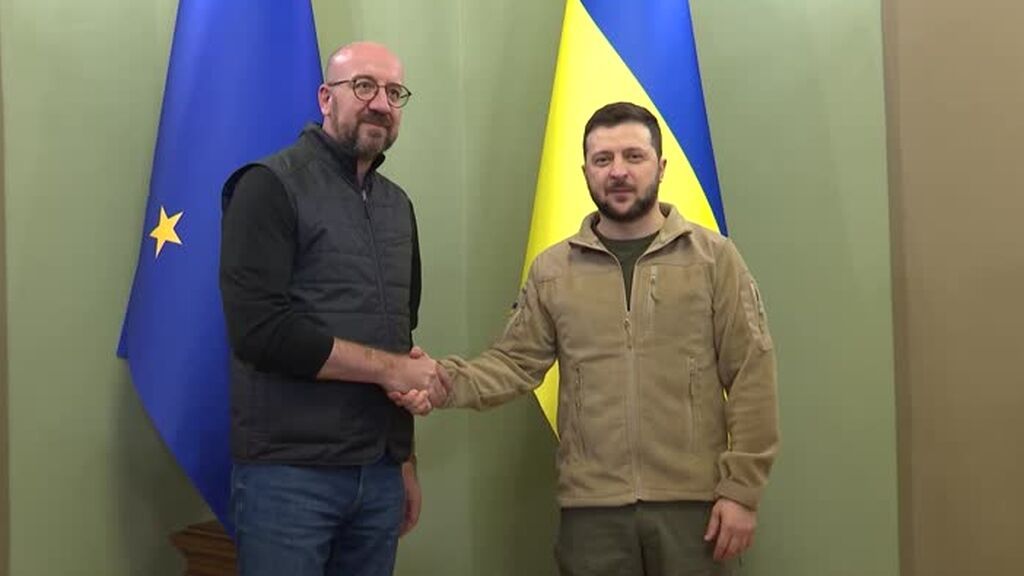Volodímir Zelenski recibe en Kiev al presidente del Consejo Europeo, Charles Michel