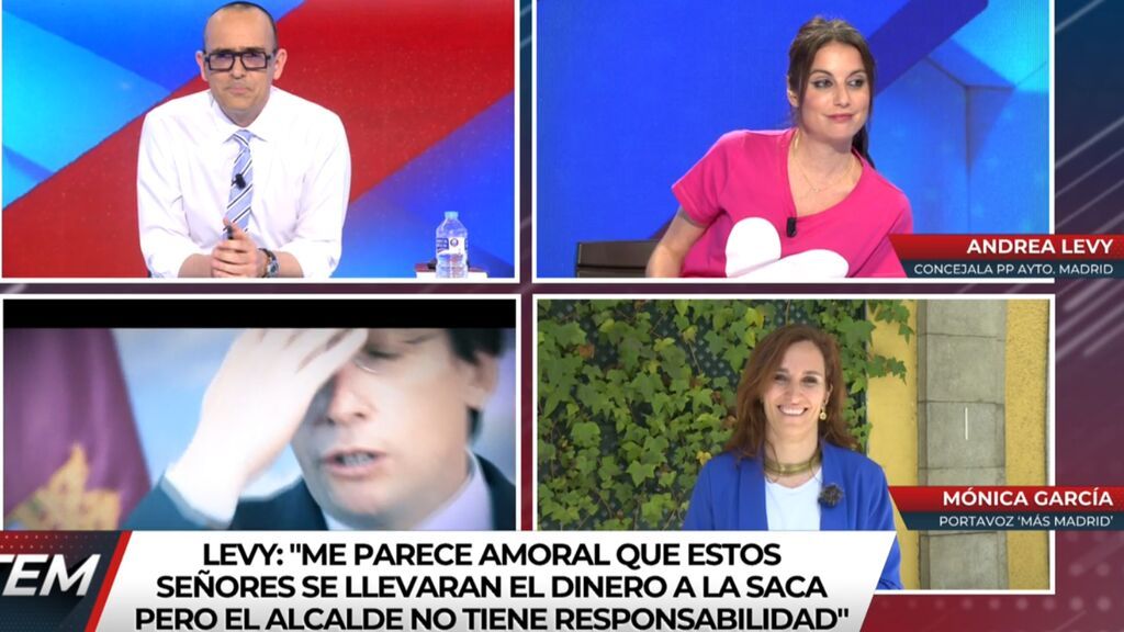 Andrea Levy, concejala del PP y Mónica García, portavoz de 'Más Madrid' se enfrentan por Almeida