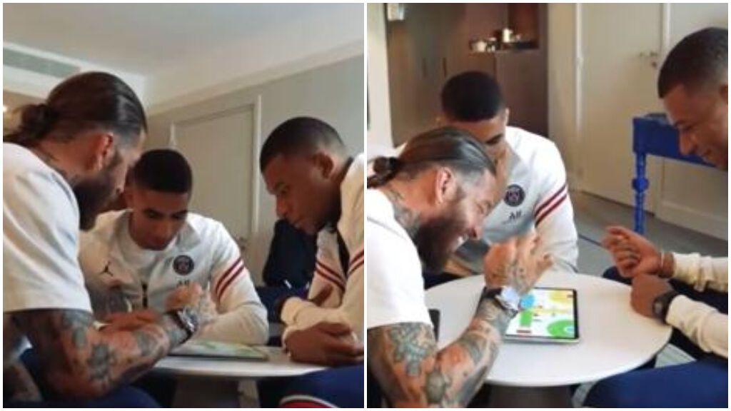 Mbappe y Ramos jugando al parchís