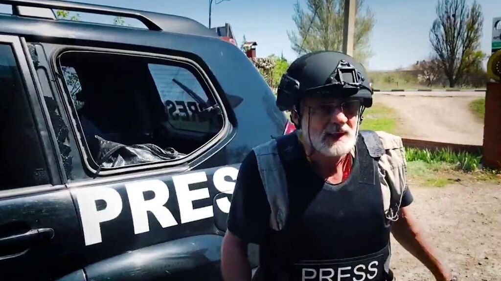 Así quedó el coche del enviado especial de RNE a Ucrania