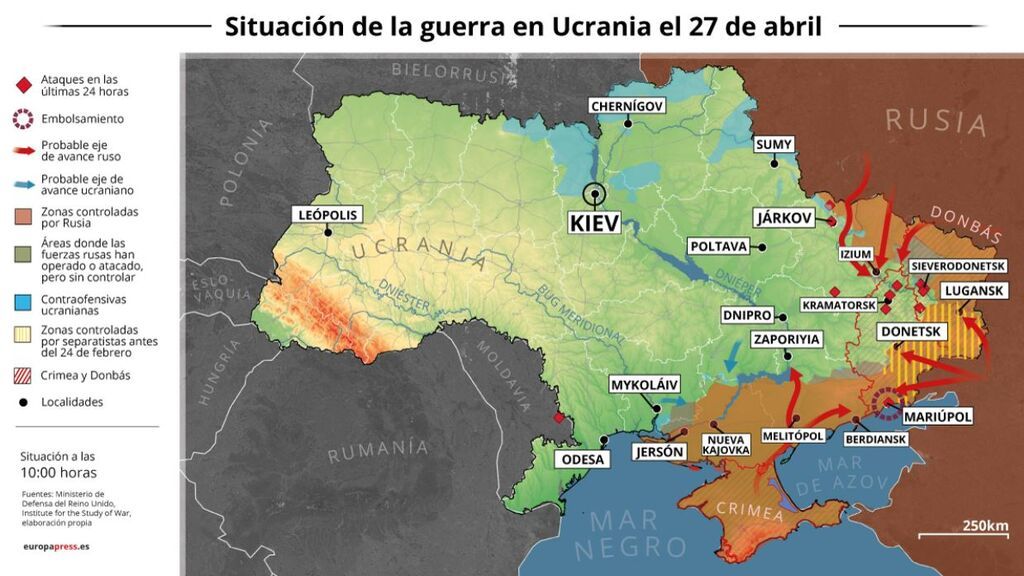 Situación de la guerra en Ucrania el 27 de abril