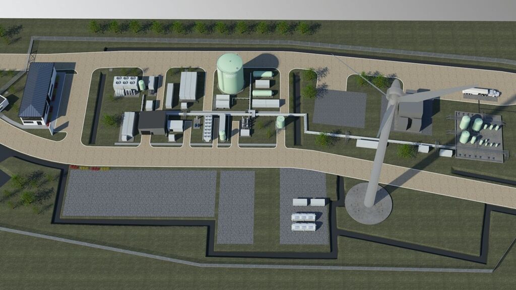 Render digital de la planta de e-fuels en chile