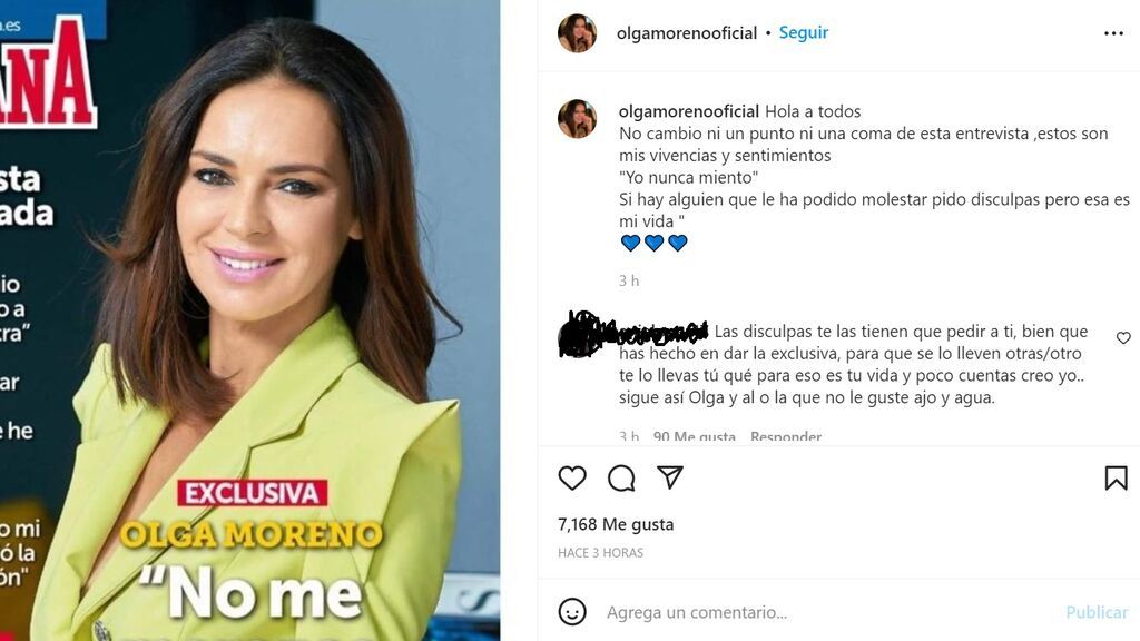 Olga Moreno habla en Instagram