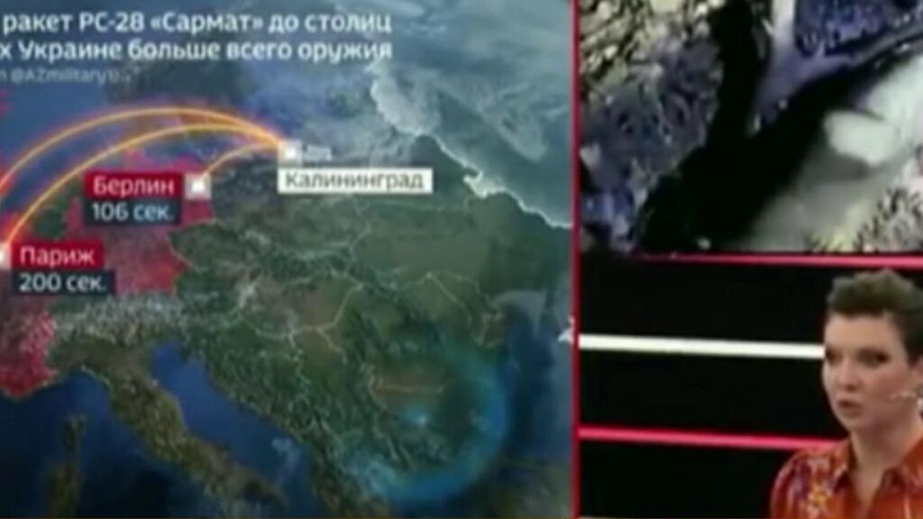 Las amenazas de la televisión rusa: el tiempo que tardarían en acabar con las principales capitales europeas en un ataque nuclear