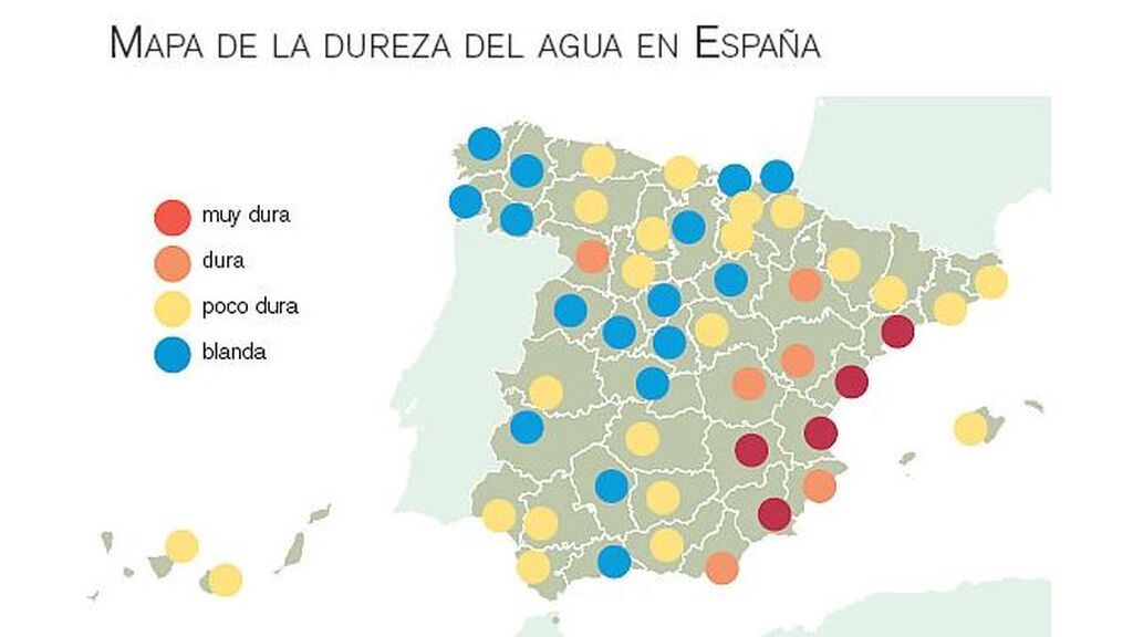 Mapa dureza agua en España