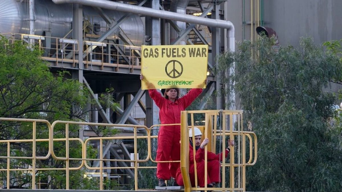 "El gas financia la guerra de Ucrania": Greenpeace protesta en una central térmica contra el gas ruso de Naturgy
