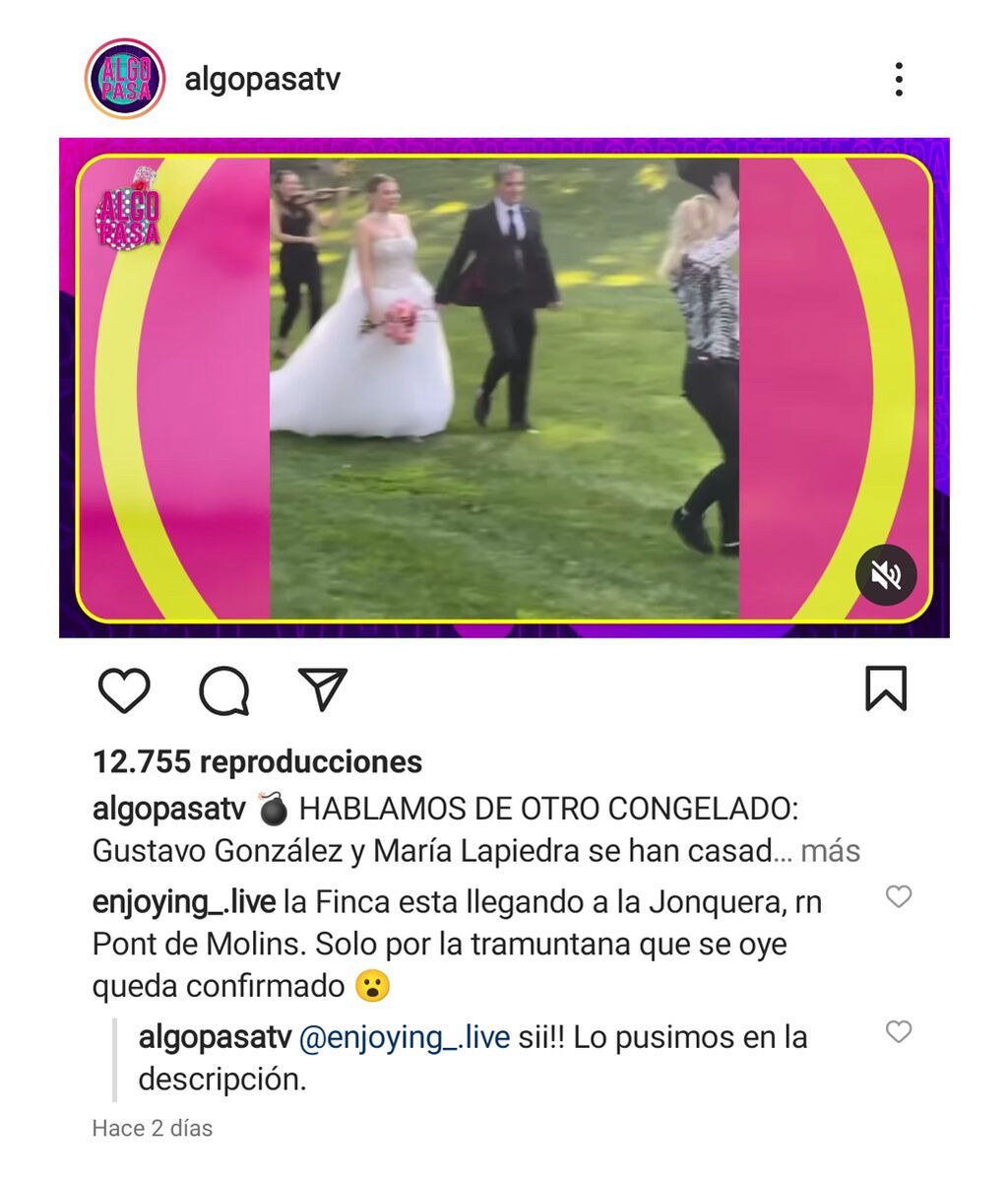 La llegada de Gustavo González y María Lapiedra a su boda