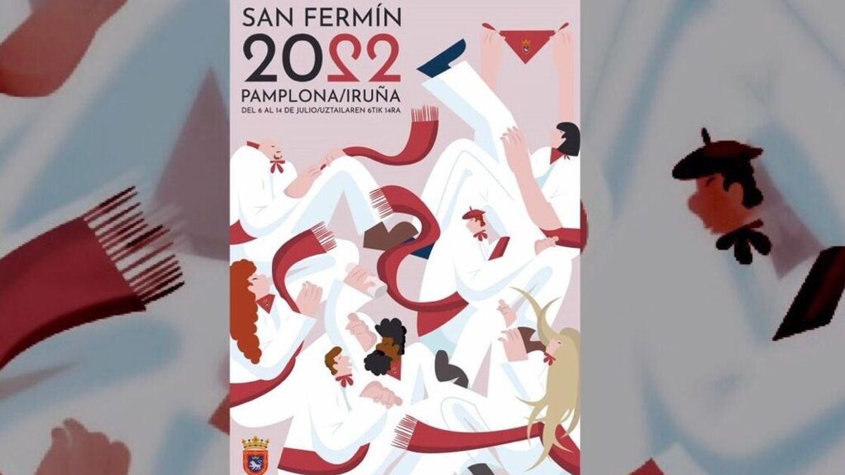 El cartel 'Beti Bezala', de la navarra Olaia Merino, ganador del concurso de San Fermín 2022