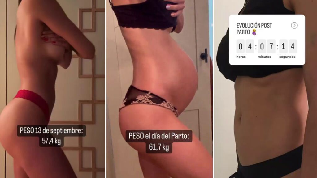 Carla Barber muestra la evolución de su abdomen: antes, durante y justo después de su parto