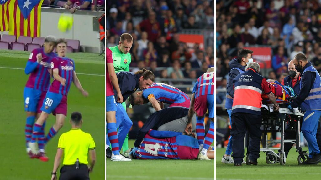 Araujo enmudeció al Camp Nou tras su choque con Gavi: acabó en el hospital pero todo quedó en un susto