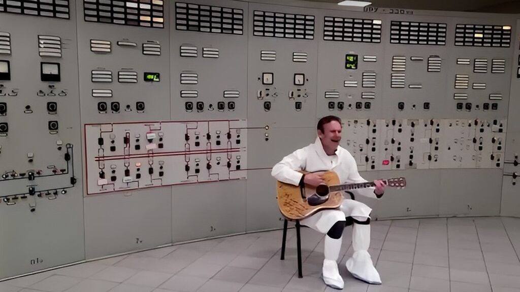 Un cantante ucraniano ofrece un concierto a los trabajadores de Chernóbil en la sala de control de la central