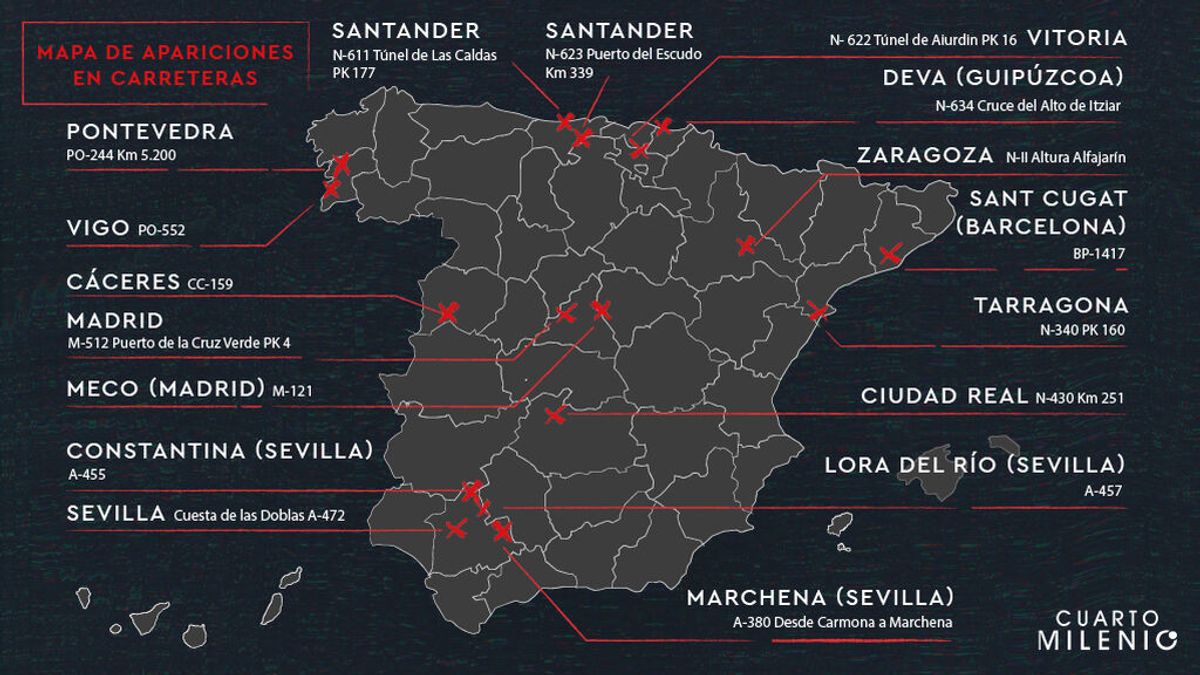 El mapa completo de las carreteras con más accidentes y misteriosas apariciones en España