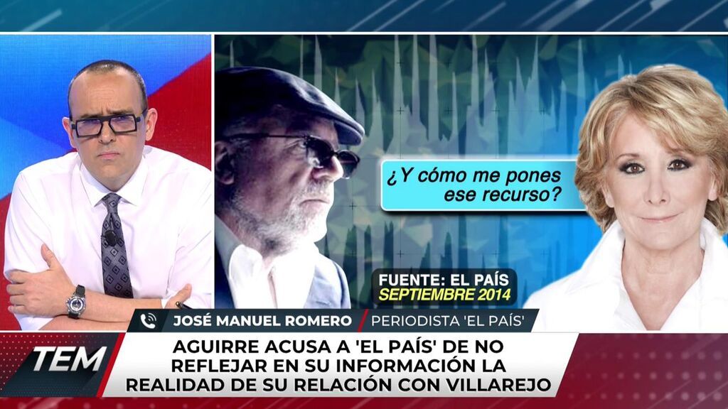El periodista de 'El País' que publica la información de Aguirre y Villarejo dice que va a enviar a TEM la grabación de su conversación con la expolítica